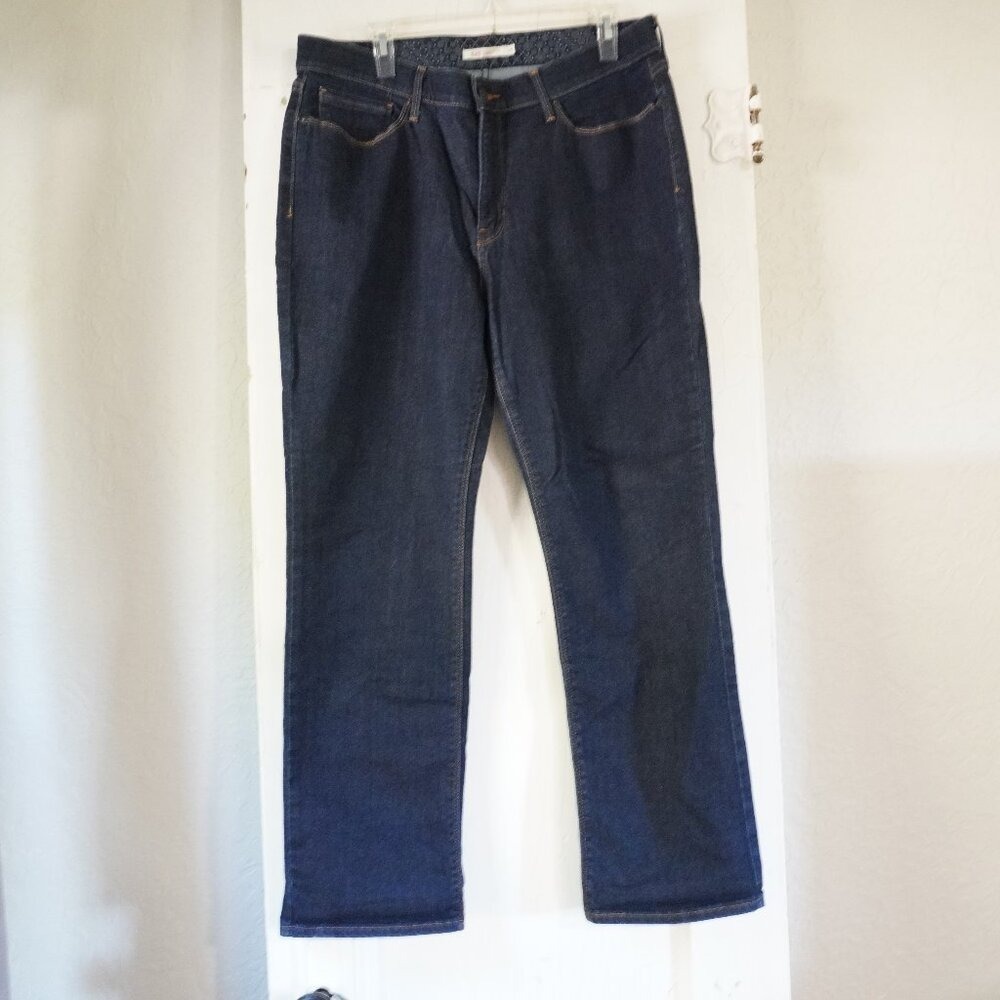 Levis 525 Perfect Waist Straight Leg Jeans Dark Wash Indigo Blue Size 16 Stretch